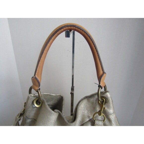 J. Crew Shoulder Bag Vintage Silver Metallic Leather Crossbody Detachable Strap - Picture 3 of 7